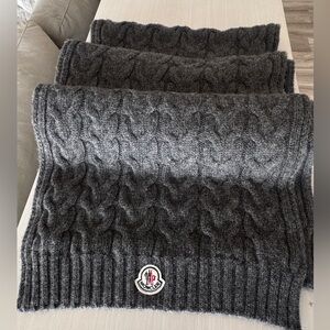 Moncler Gray Cable-Knit Wool Scarf – Authentic – Unisex – 6’5” Long